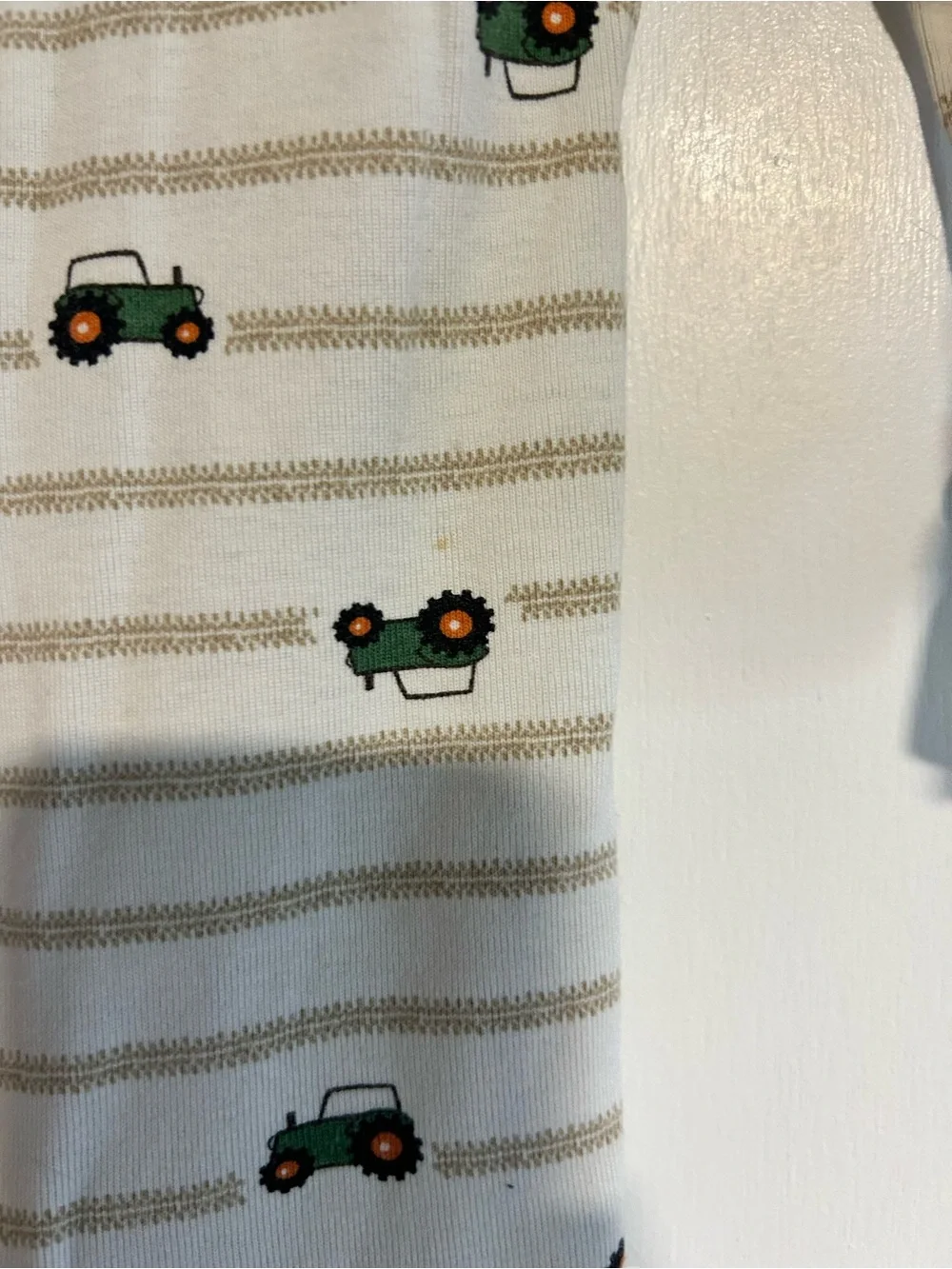 Gymboree Cream and Green Tractor Print One-Piece Bodysuit